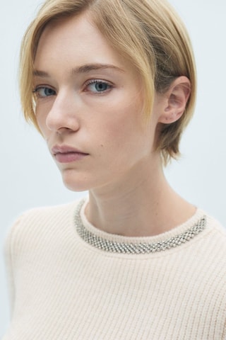 Pull-over col strass - Ecru