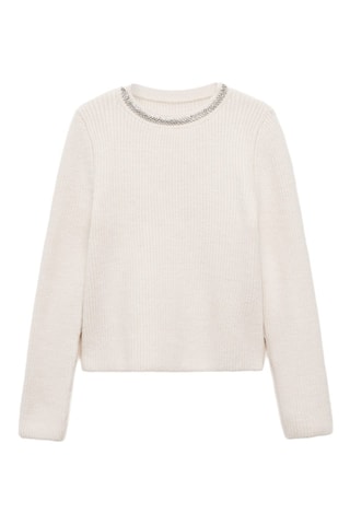 Pull-over col strass - Ecru