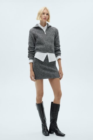 Pull-over jaspé zippé - Noir