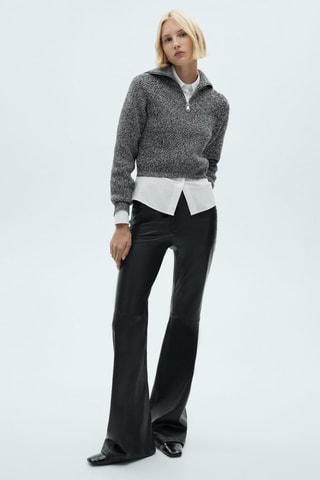 Pull-over jaspé zippé - Noir