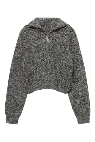 Pull-over jaspé zippé - Noir