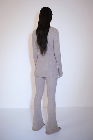 Pull-over zippé maille côtelée - Gris clair