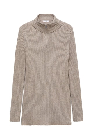 Pull-over zippé maille côtelée - Gris clair