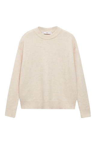 Pull-over maille coton lin col rond - Sable