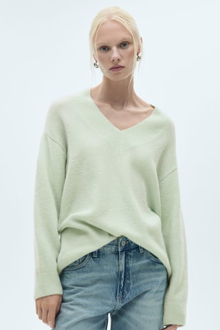 Pull-over oversize col V - Vert d'eau