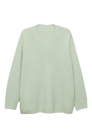Pull-over oversize col V - Vert d'eau