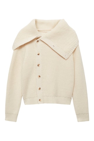 Pull-over boutons col cheminée - Ecru