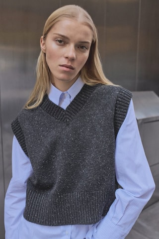 Pull sans manches - Gris chiné