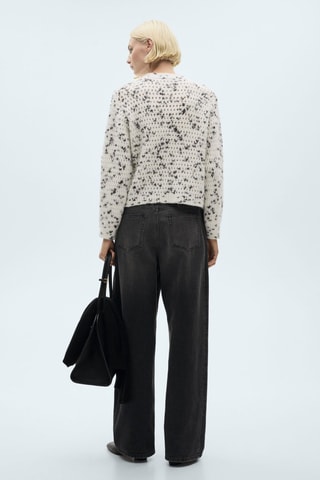 Pull-over chiné maille ajourée - Blanc cassé