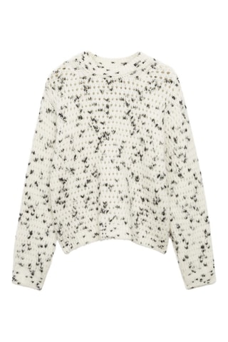 Pull-over chiné maille ajourée - Blanc cassé