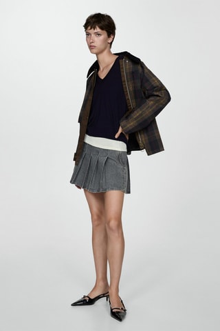 Pull-over maille fine col V - Bleu marine