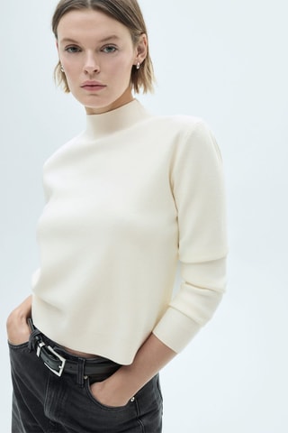 Pull-over maille col montant - Écru