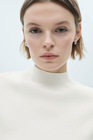 Pull-over maille col montant - Écru