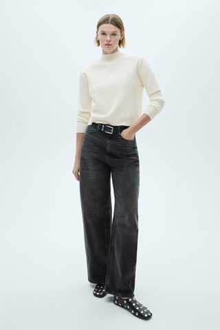 Pull-over maille col montant - Écru