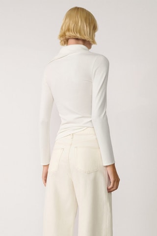 Pull-over maille col revers - Blanc