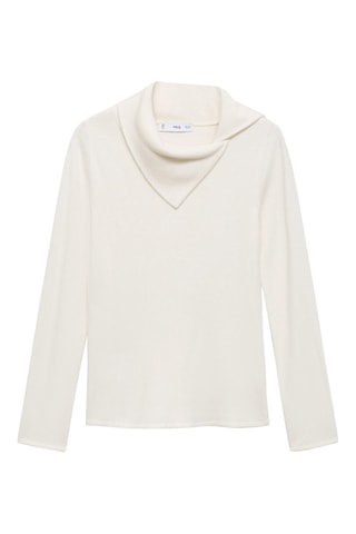 Pull-over maille col revers - Blanc