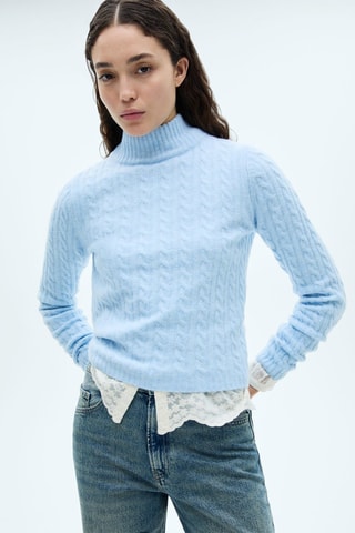 Pull-over maille tressée - Ciel