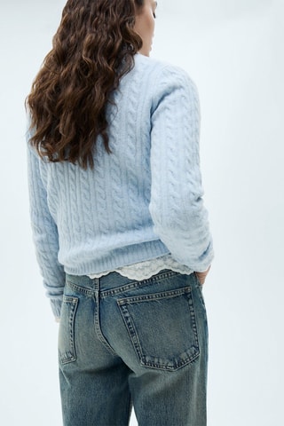 Pull-over maille tressée - Ciel