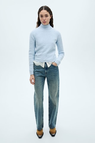 Pull-over maille tressée - Ciel