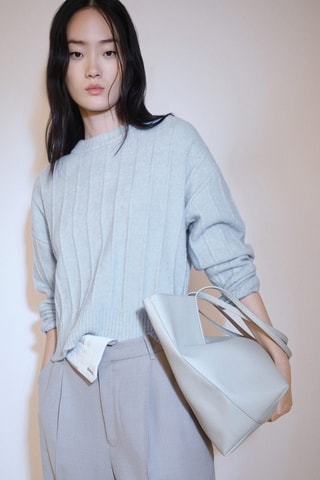 Pull-over maille col montant - Bleu clair