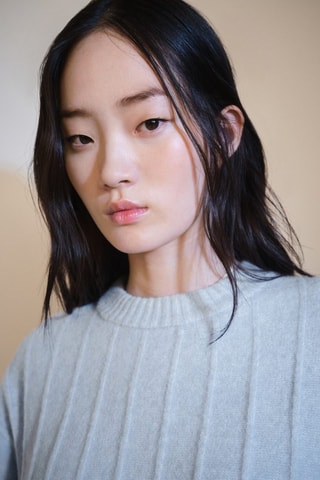 Pull-over maille col montant - Bleu clair