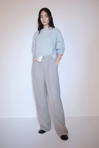 Pull-over maille col montant - Bleu clair