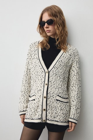 Cardigan oversize jaspé - Ecru