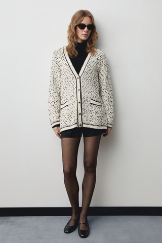 Cardigan oversize jaspé - Ecru