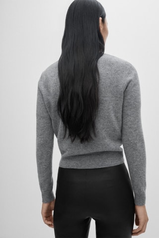 Cardigan 100 % laine coutures décoratives - Gris chiné