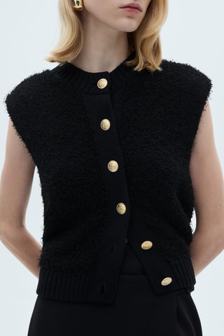 Gilet maille boutons - Noir