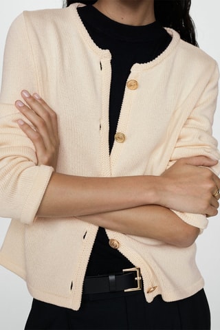 Cardigan maille boutons bijoux - Écru