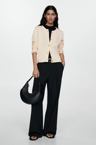 Cardigan maille boutons bijoux - Écru