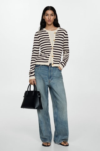 Cardigan maille boutons bijoux - Bleu marine