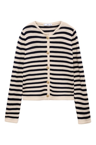 Cardigan maille boutons bijoux - Bleu marine