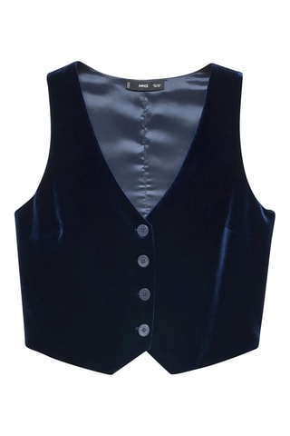 Gilet velours crop - Bleu nuit