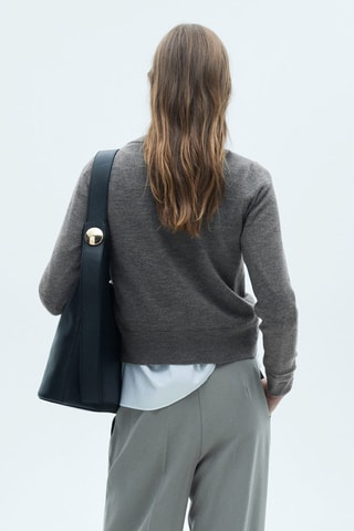 Cardigan col rond boutons - Gris foncé chiné