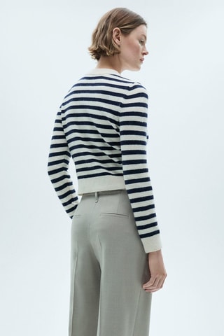 Cardigan maille boutons bijoux - Bleu marine