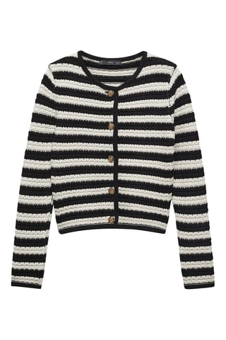 Cardigan rayures boutons bijoux - Blanc cassé