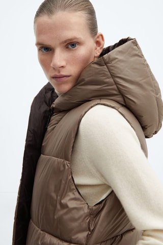 Gilet matelassé long - Marron