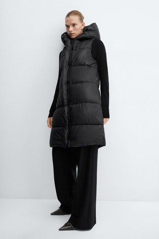 Gilet matelassé long - Noir