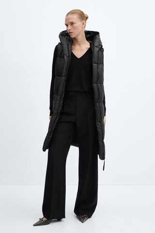 Gilet matelassé long - Noir
