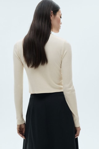 Cardigan col montant fermeture Éclair - Écru