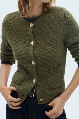 Cardigan maille boutons - Kaki