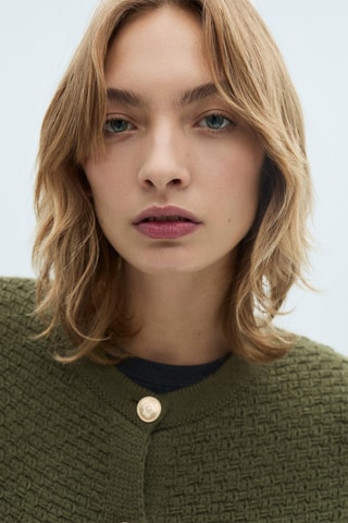 Cardigan maille boutons - Kaki