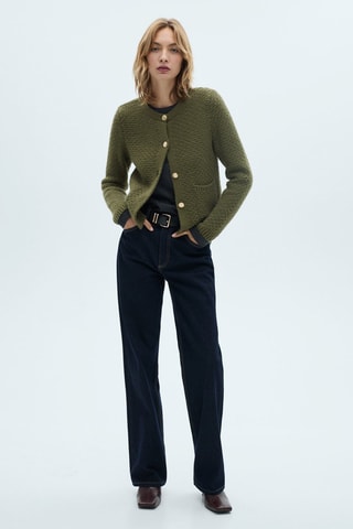 Cardigan maille boutons - Kaki