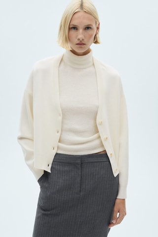 Cardigan maille col V - Écru