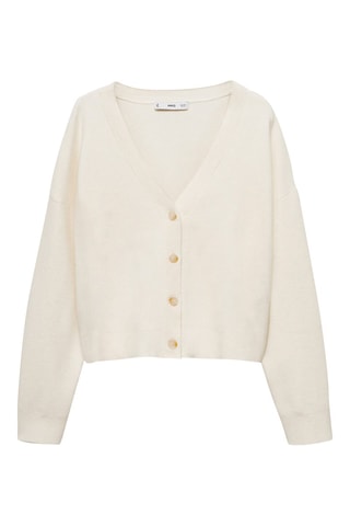 Cardigan maille col V - Écru