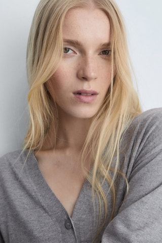 Cardigan maille boutons - Gris clair chiné