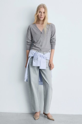 Cardigan maille boutons - Gris clair chiné