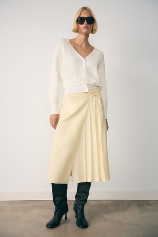 Cardigan lanière boutons - Blanc